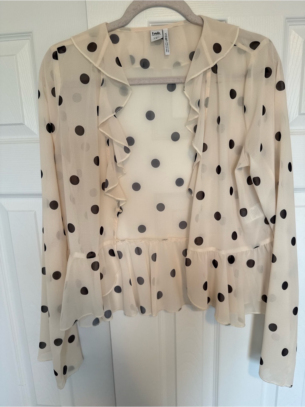 Simons Cream Blouse with Black Polka Dots